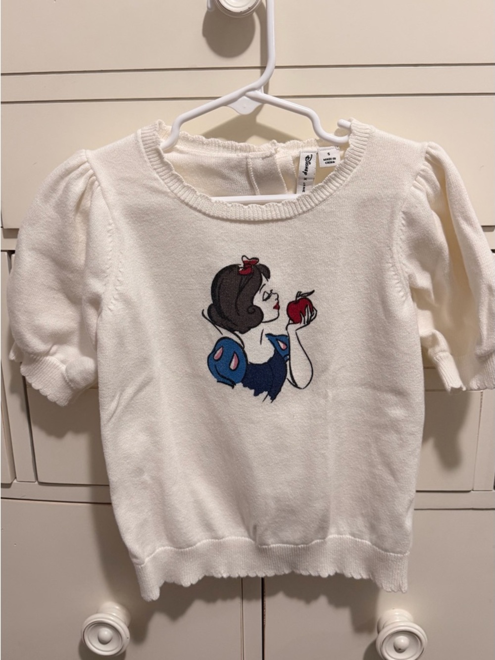 Janie and Jack x Disney Cream Snow White Short Sleeve Knit Sweater